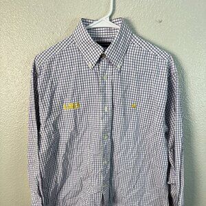 Southern Marsh Button Down Purple Shirt LSU Plaid Long Sleeve Men's Medium